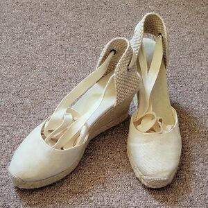 Soludos Linen Espadrilles Wedges, Size 9